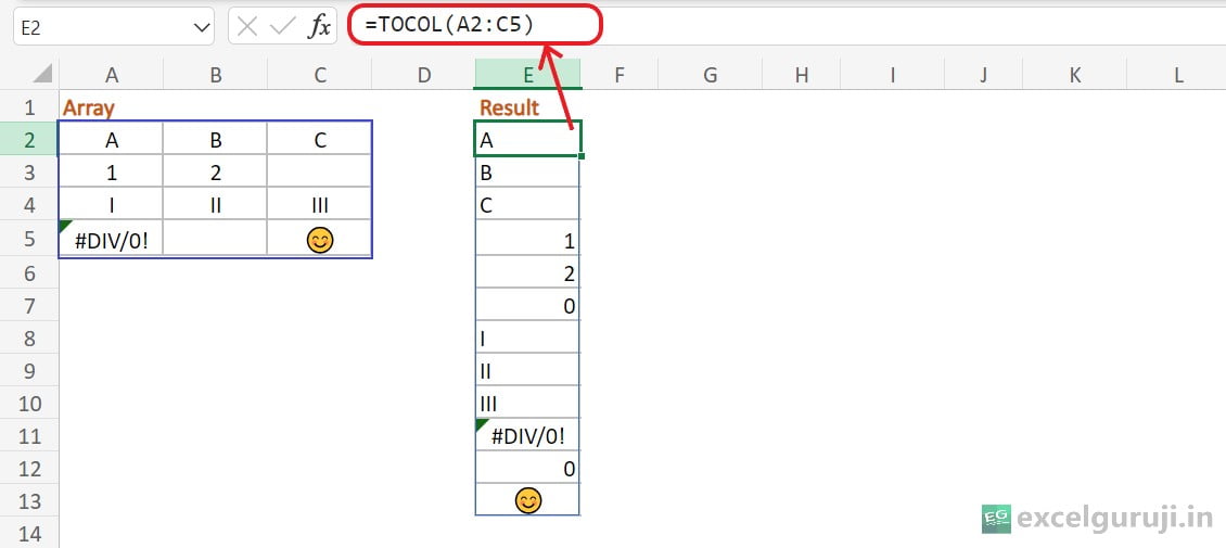 Excel-TOCOL-Function-Example-1