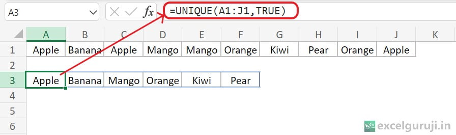 Excel-UNIQUE-Function-Example-2