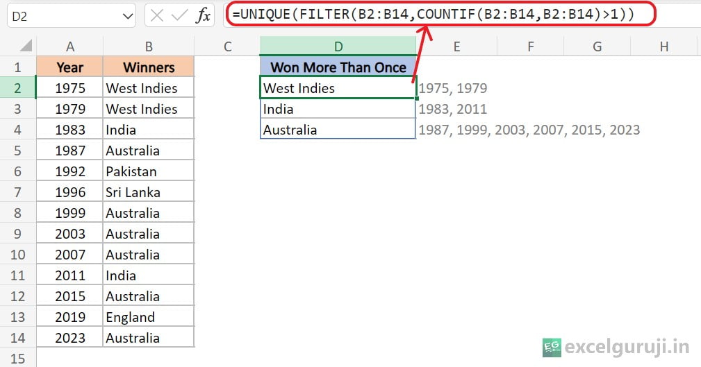 Excel-UNIQUE-Function-Example-4-1