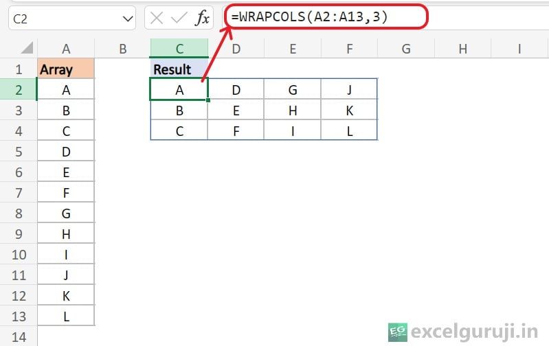 Excel-WRAPCOLS-Function-Example-1