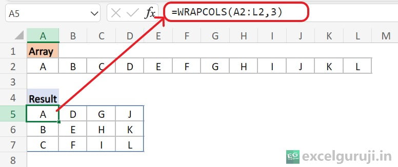 Excel-WRAPCOLS-Function-Example-2