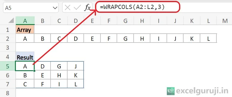 Excel-WRAPCOLS-Function-Example-2