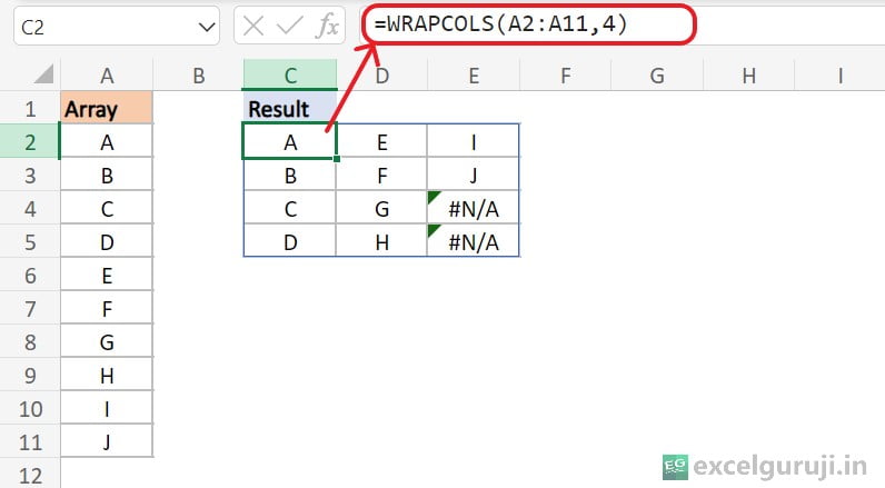 Excel-WRAPCOLS-Function-Example-3