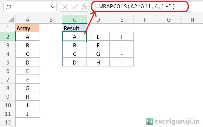 Excel-WRAPCOLS-Function-Example-4