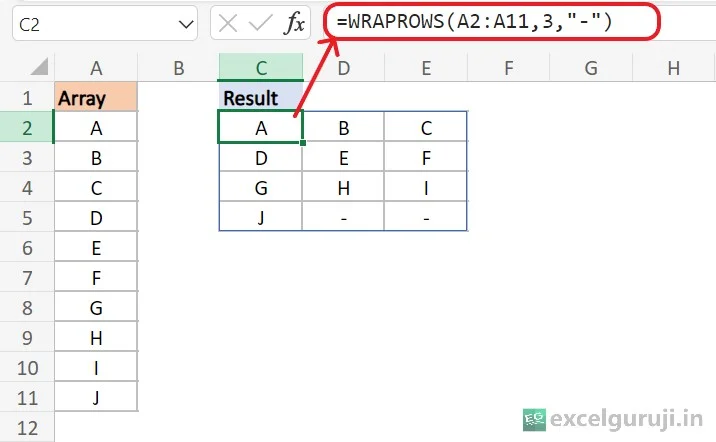 Excel-WRAPROWS-Function-Example-4