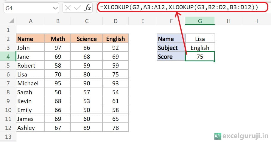 Excel XLOOKUP Function Example 9