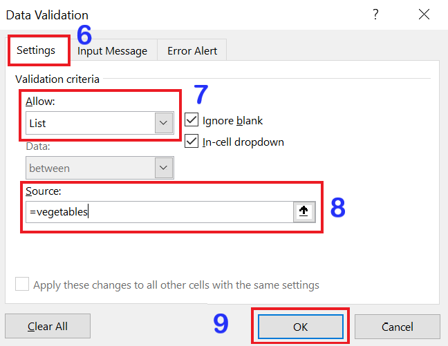 How to Create a Drop Down List in Excel Name Range 3