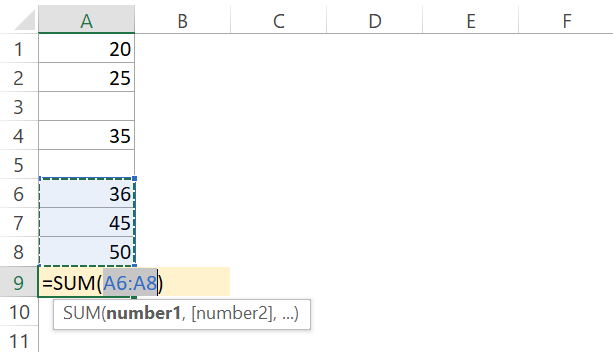 Using SUM Function in Excel