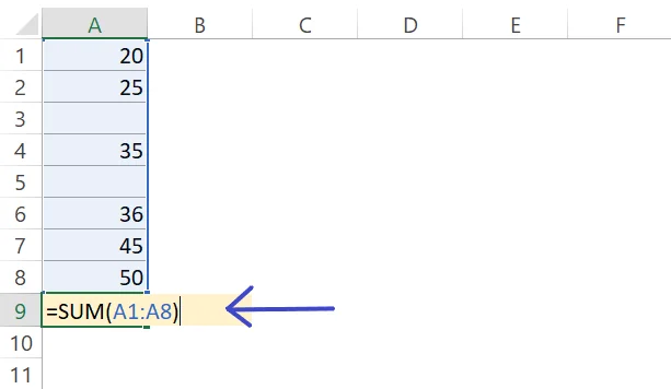 How to sum in Excel Using SUM Function 2
