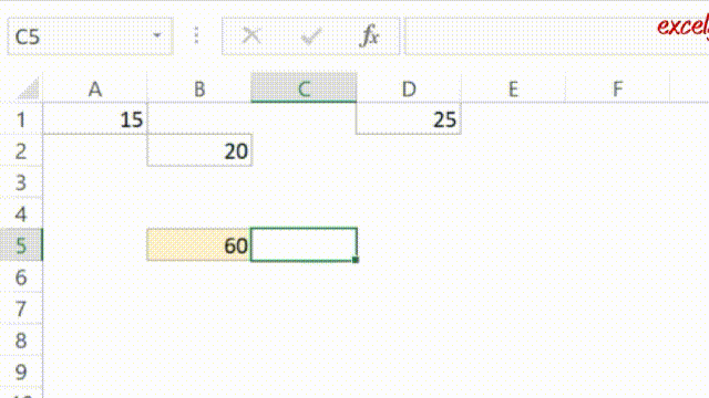 Add Up Numbers Yourself in Excel 2